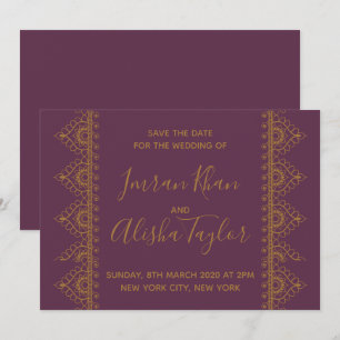 Mehendi Indian Wedding Save the date Invitation