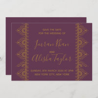 Mehendi Indian Wedding Save the date Invitation