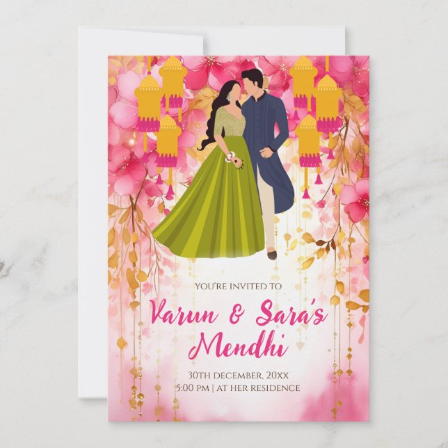 Mehendi invitation Digital Mehndi invite, Mehndi (Front)