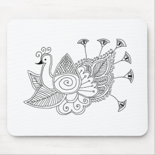 Mehendi Peacock Mouse Mat
