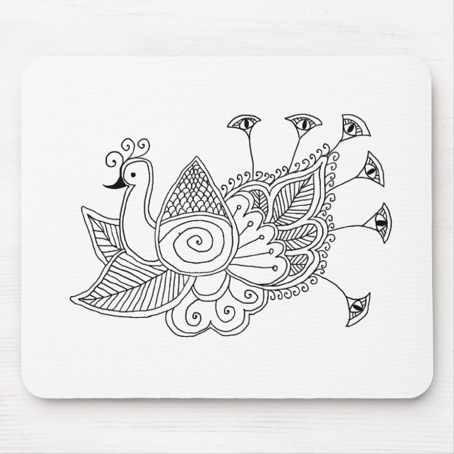 Mehendi Peacock Mouse Mat (Front)