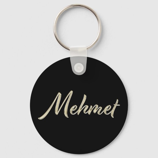 Mehmet Name whitegold Button Schlüsselanhänger Key Ring (Front)