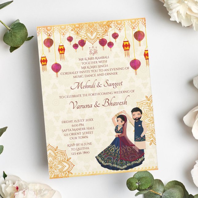 Mehndi and sangeet invitation cute Indian couple (Creator Uploaded)