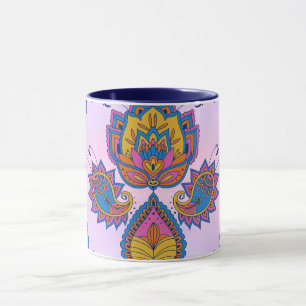 Mehndi Blue and Purple Floral Art, Blue Bliss Mug
