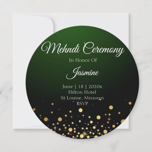 Mehndi card Green Popular Modern Wedding  (Front)