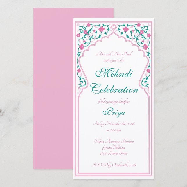 Mehndi Celebration Invitation (Front/Back)