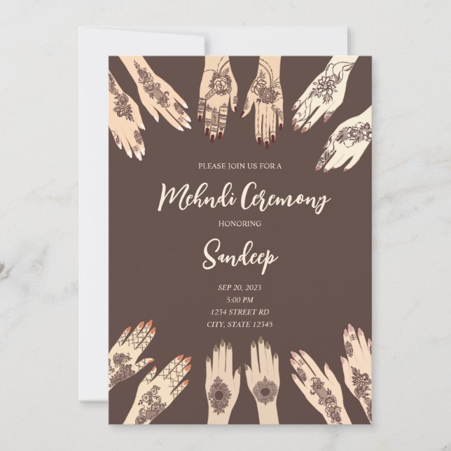 Mehndi Ceremony Invitation (Front)
