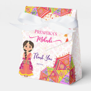 Mehndi cute Indian bride umbrella thank you Favour Box