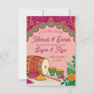 Mehndi Dholki  Invitation