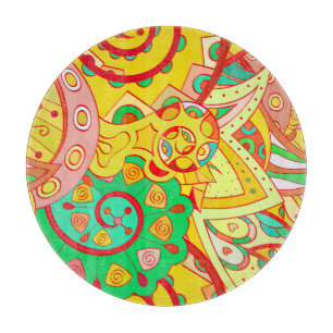 Mehndi Doodle: Colourful Ethnic Texture. Cutting Board