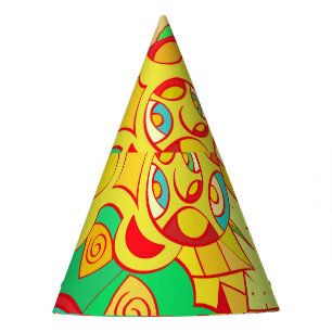 Mehndi Doodle: Colourful Ethnic Texture. Party Hat
