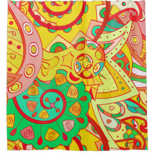 Mehndi Doodle: Colourful Ethnic Texture. Shower Curtain