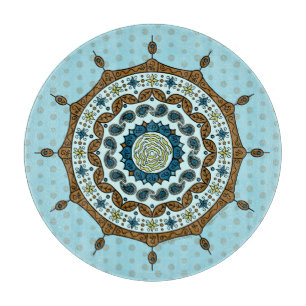 Mehndi Fantasy Copper Glass Cutting Board