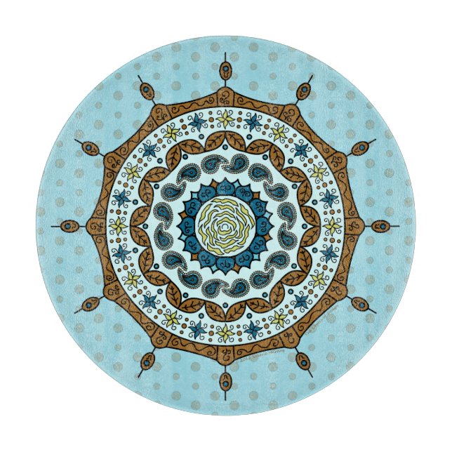 Mehndi Fantasy Copper Glass Cutting Board (Front)