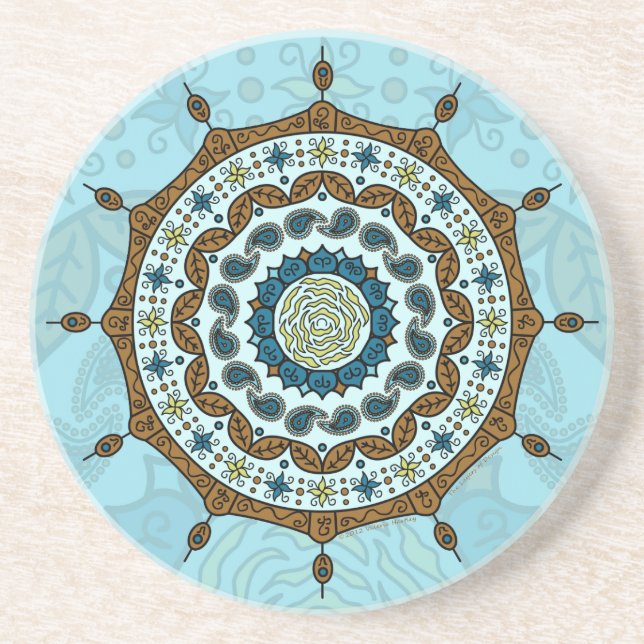 Mehndi Fantasy Copper Sandstone Coaster (Front)