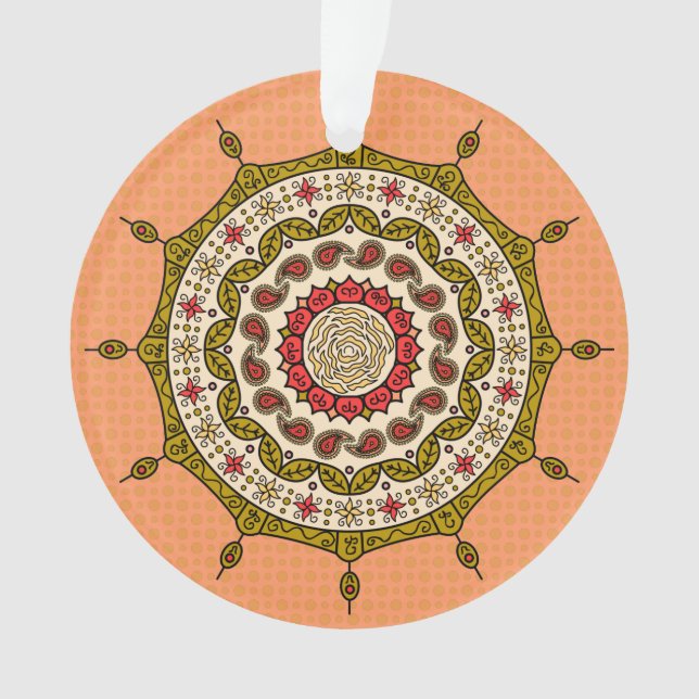 Mehndi Fantasy Gold Acrylic Ornament (Front)