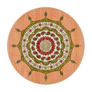 Mehndi Fantasy Gold Glass Cutting Board