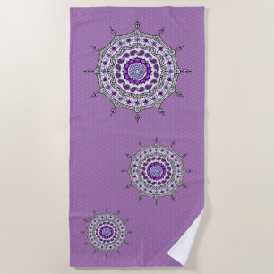 Mehndi Fantasy Silver Beach Towel