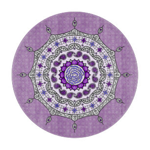 Mehndi Fantasy Silver Glass Cutting Board
