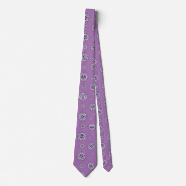 Mehndi Fantasy Silver Men's Neck Tie (Front)