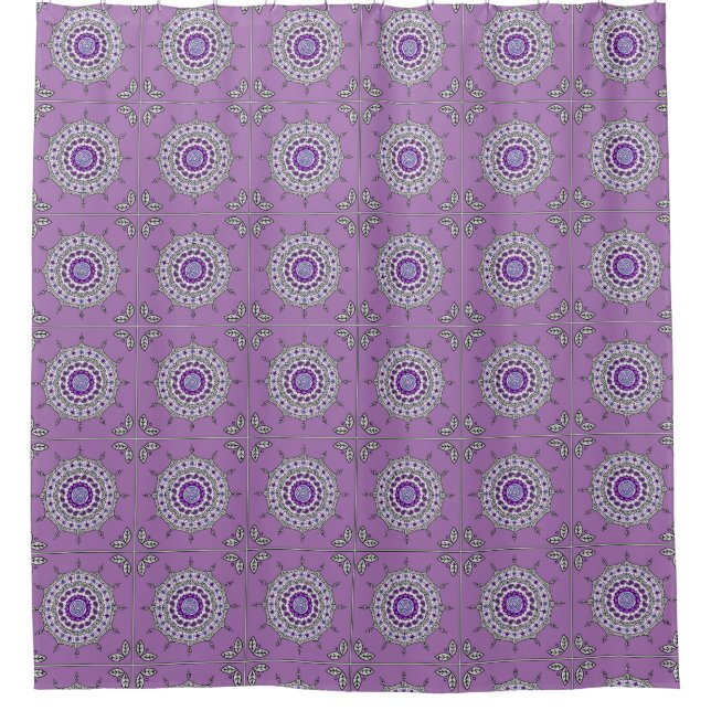 Mehndi Fantasy Silver Shower Curtain (Front)