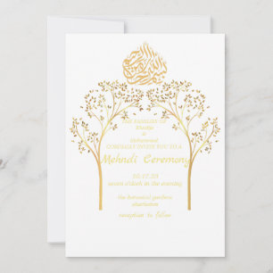 Mehndi Floral elegant WHITE muslim wedding  Invitation
