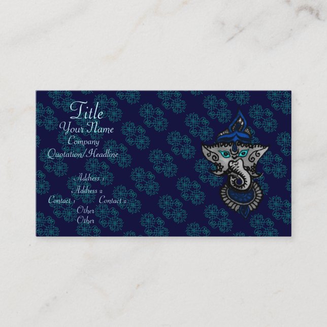 Mehndi Ganesha (Blue) Business Card (Front)