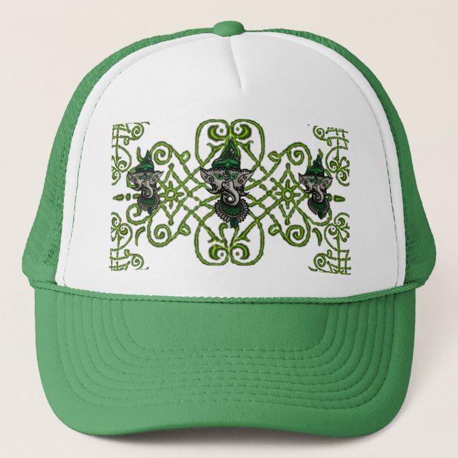 Mehndi Ganesha (Green) Trucker Hat (Front)