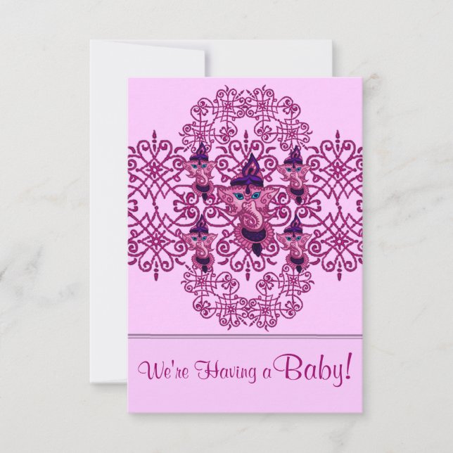 Mehndi Ganesha (Pink) Invitation (Front)