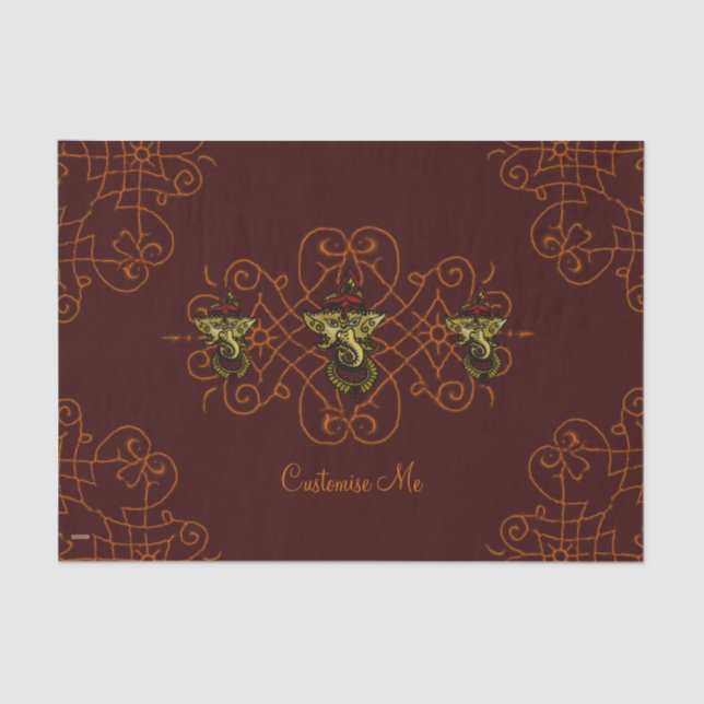 Mehndi Ganesha (Red) Tissue Paper (Front)