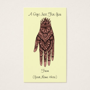 Mehndi Hand Design Personalised Gift Card Tag