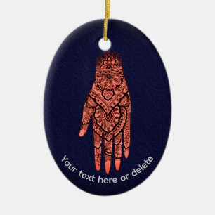 Mehndi Hand Tattoo Art  Ceramic Tree Decoration
