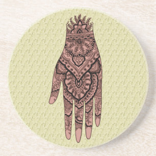Mehndi Hand Tattoo Art Coaster