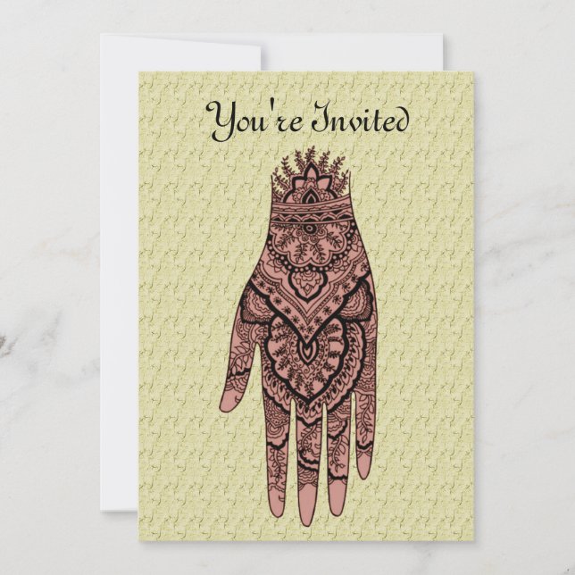 Mehndi Hand Tattoo Art Design Invitation (Front)