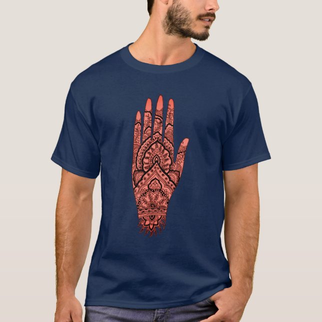 Mehndi Hand Tattoo Art Design   T-Shirt (Front)