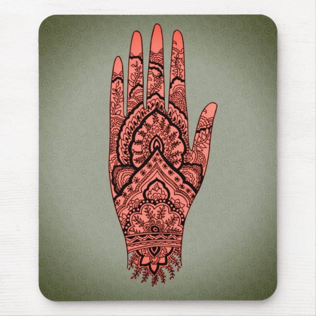 Mehndi Hand Tattoo Body Art Design Mouse Mat (Front)