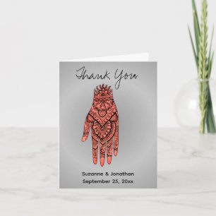 Mehndi Hand Tattoo Personalised Wedding  Thank You Card