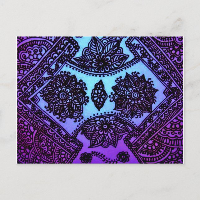 Mehndi Henna Blue Mix Postcard (Front)