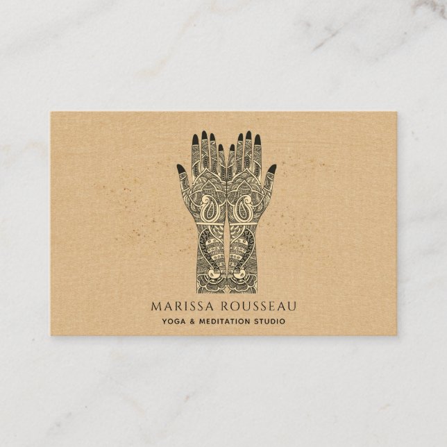 Mehndi Henna Hands Yoga Studio  Business Card (Front)