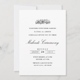 Mehndi Henna Islamic Muslim Wedding Invitation
