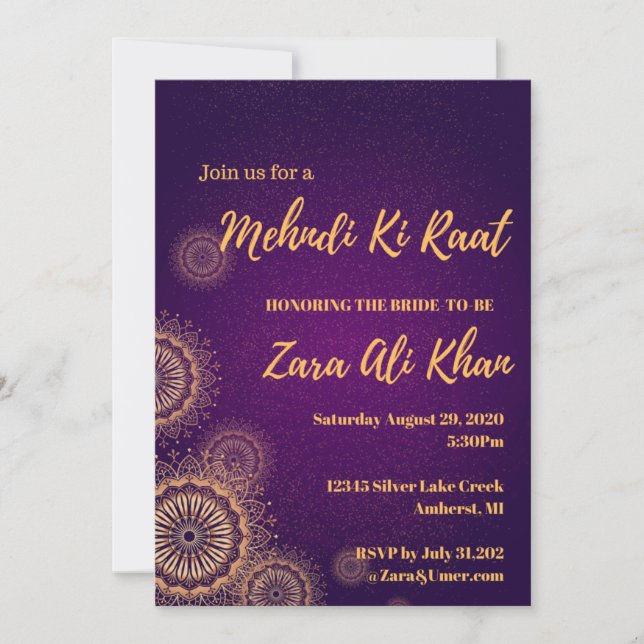 Mehndi Henna Party Invitation (Front)