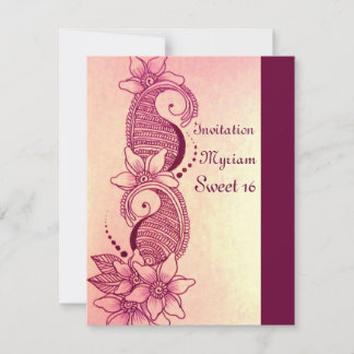 mehndi henna pink invitation