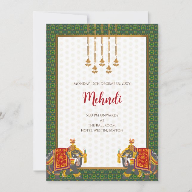 Mehndi invitation Digital Indian wedding invites (Front)