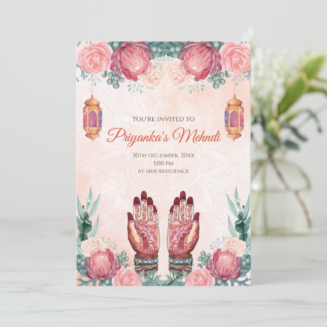 Mehndi invites & Henna Party invites Mehndi party (Standing Front)