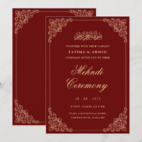 Mehndi Red Gold Islamic Muslim Wedding