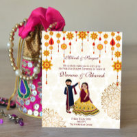 Mehndi sangeet invite dancing cute Indian couple