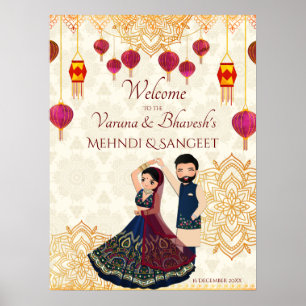 Mehndi & sangeet manadala and cute Indian couple Poster