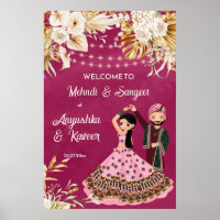 Mehndi sangeet pink gold Indian wedding welcome