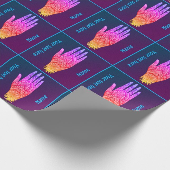 Mehndi Tattoo Art Rainbow Design Personalised Wrapping Paper (Corner)