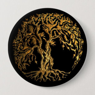 Mehndi Tree of Life (Gold) 10 Cm Round Badge